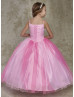 Beaded Pink Pleated Tulle Special Flower Girl Dress